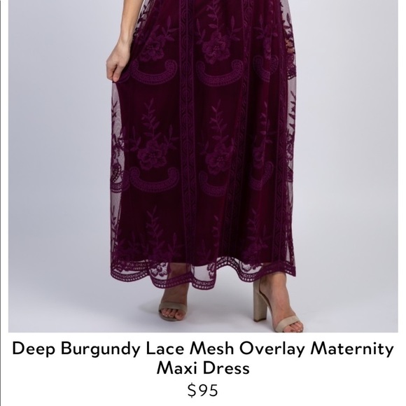 PinkBlush Burgandy lace overlay maxi maternity - Picture 4 of 7